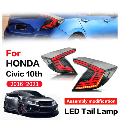 Car Tail Light2016-2021For Honda 10 Generation Civic 2 Compartment LED Tail Lamp Assembly Rotary Streaming Steering