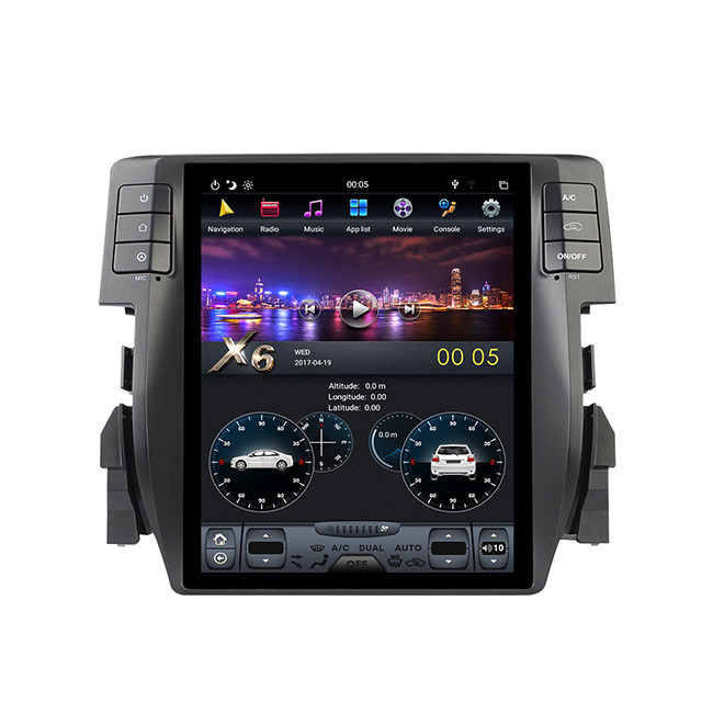 Vertical Screen 128G Single Din Bluetooth Head Unit For Honda Civic