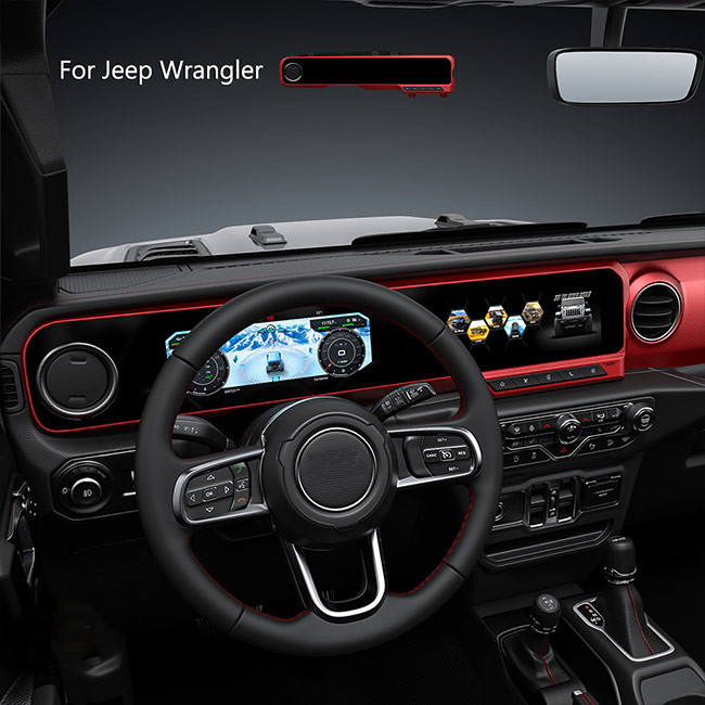 Dual Screen For Jeep Wrangler JL 2018-2021 Digital Cluster Car Multimedia Player